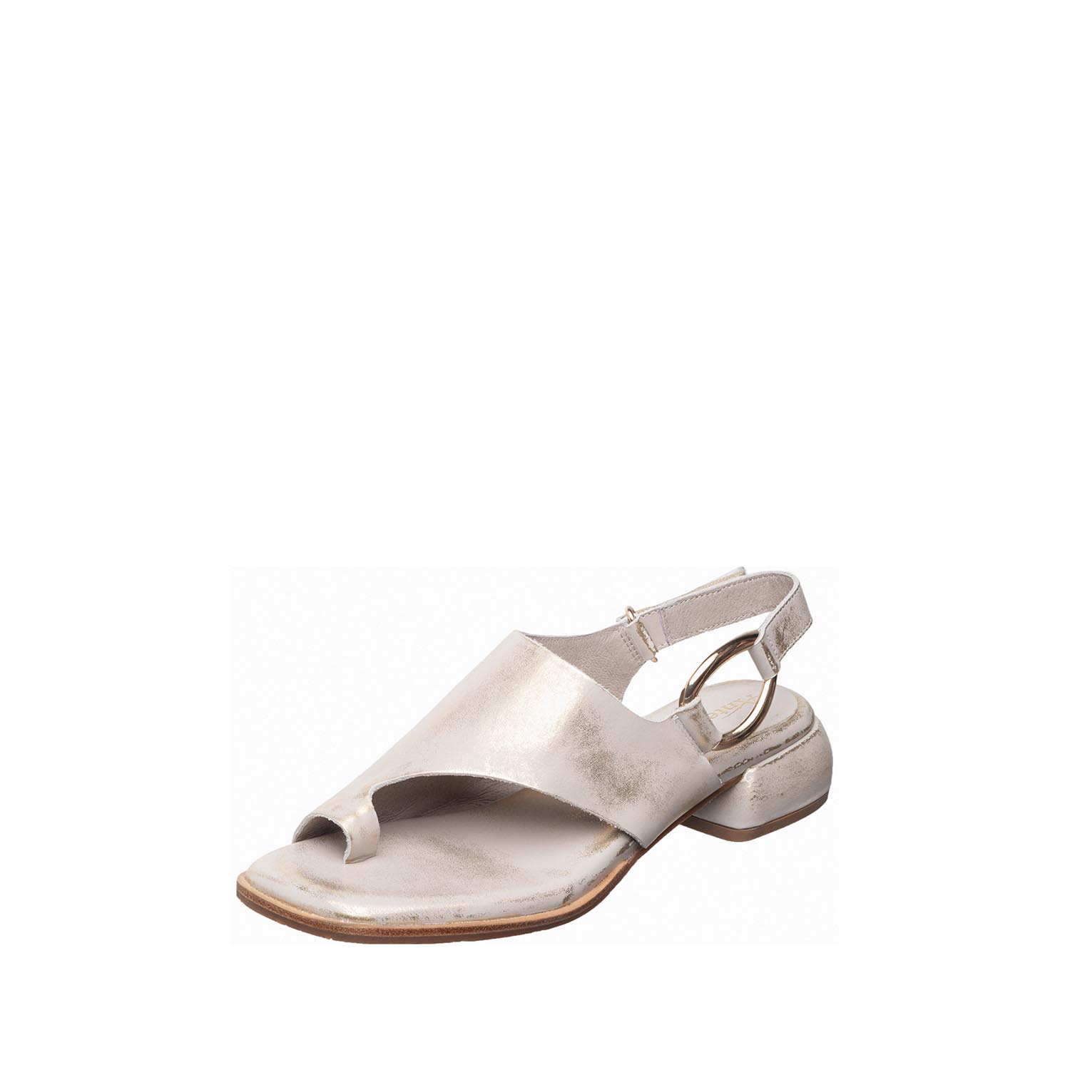 womens metallic leather toe ring sandals low heel comfort by Antelope