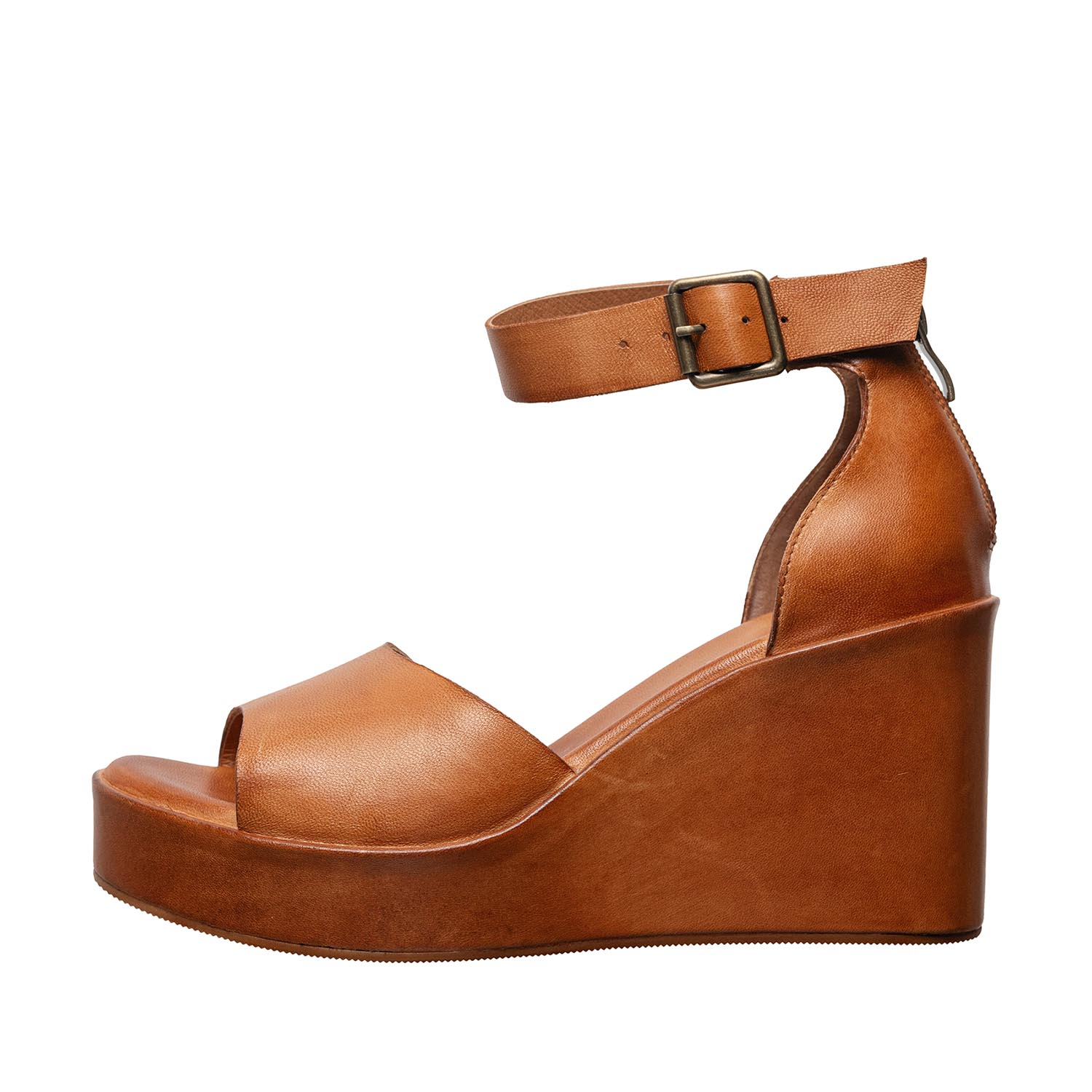womens leather ankle strap platform wedge sandals by Antelope Shoes