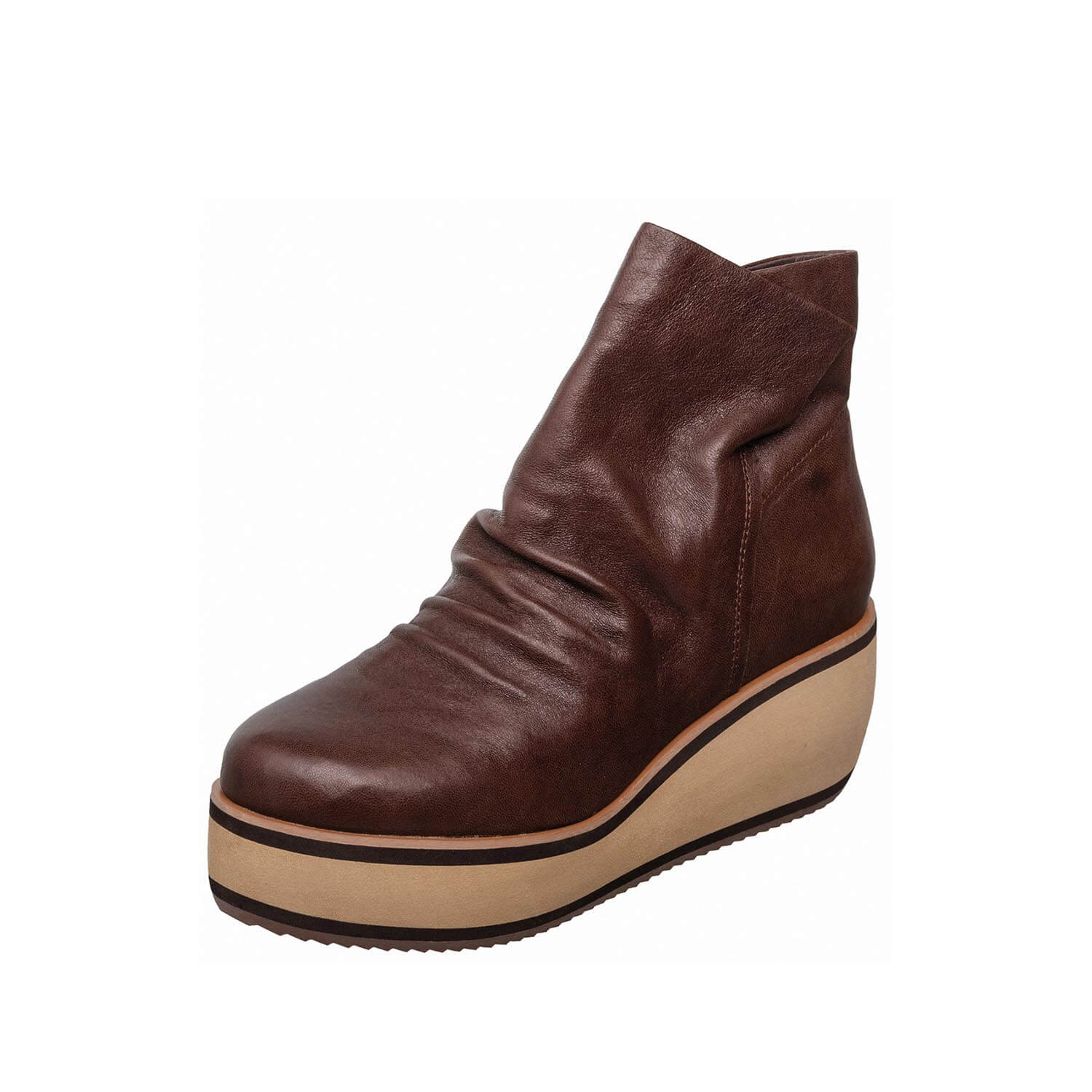 wedge platform ankle boots ruched leather by antelope