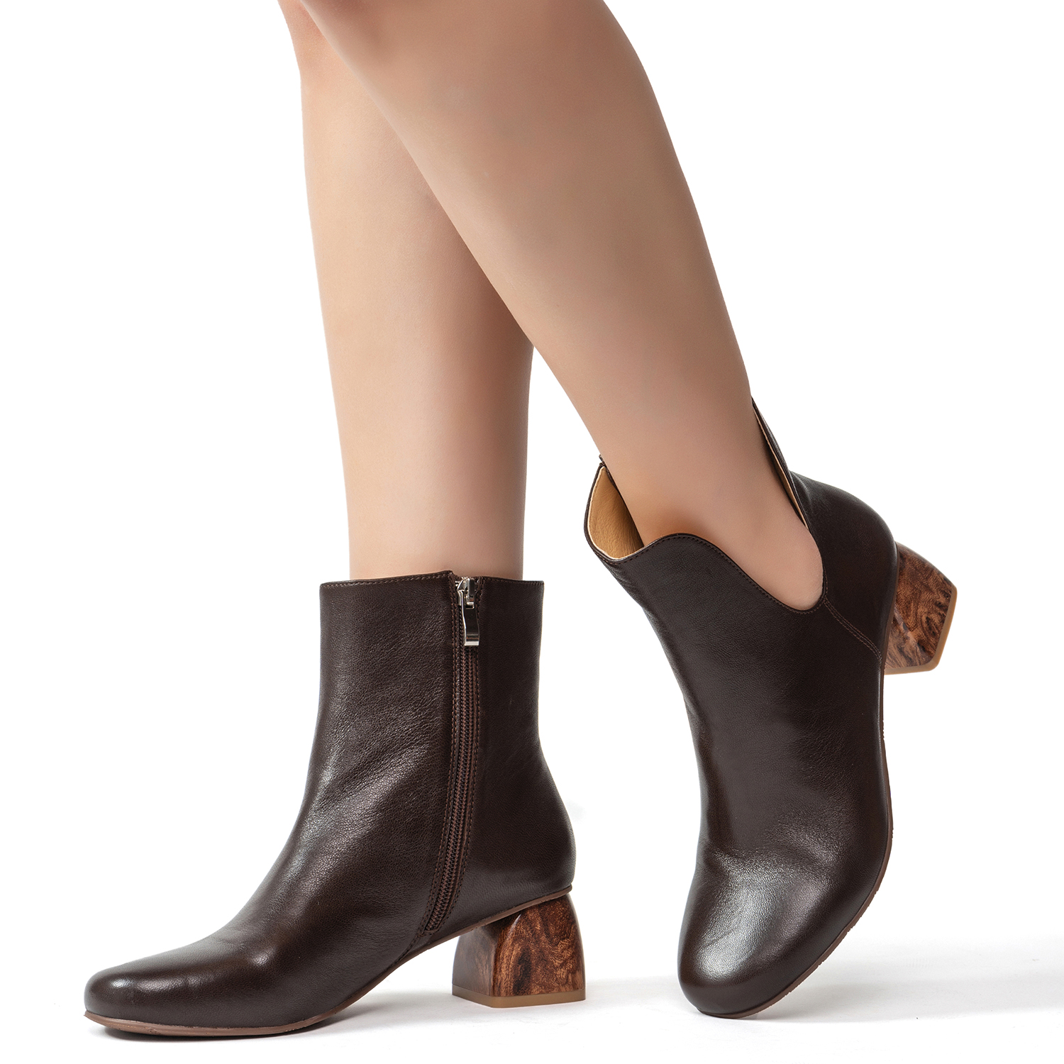 Antelope M73 Nina Pull-On Leather Block Heel Ankle Boots Black Friday Comfortable Women's Boots Sale - Elastic Panel Handcrafted Quality