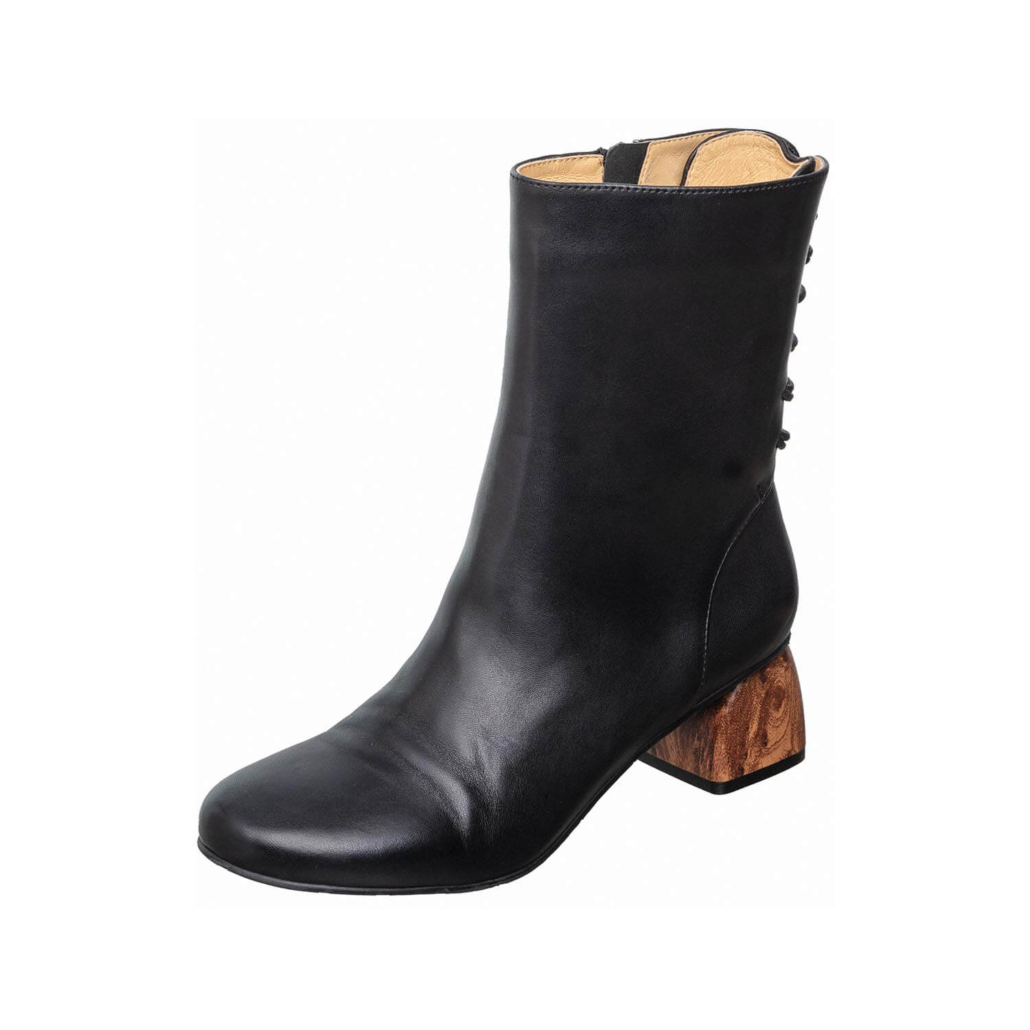 leather block heel mid calf boots by antelope