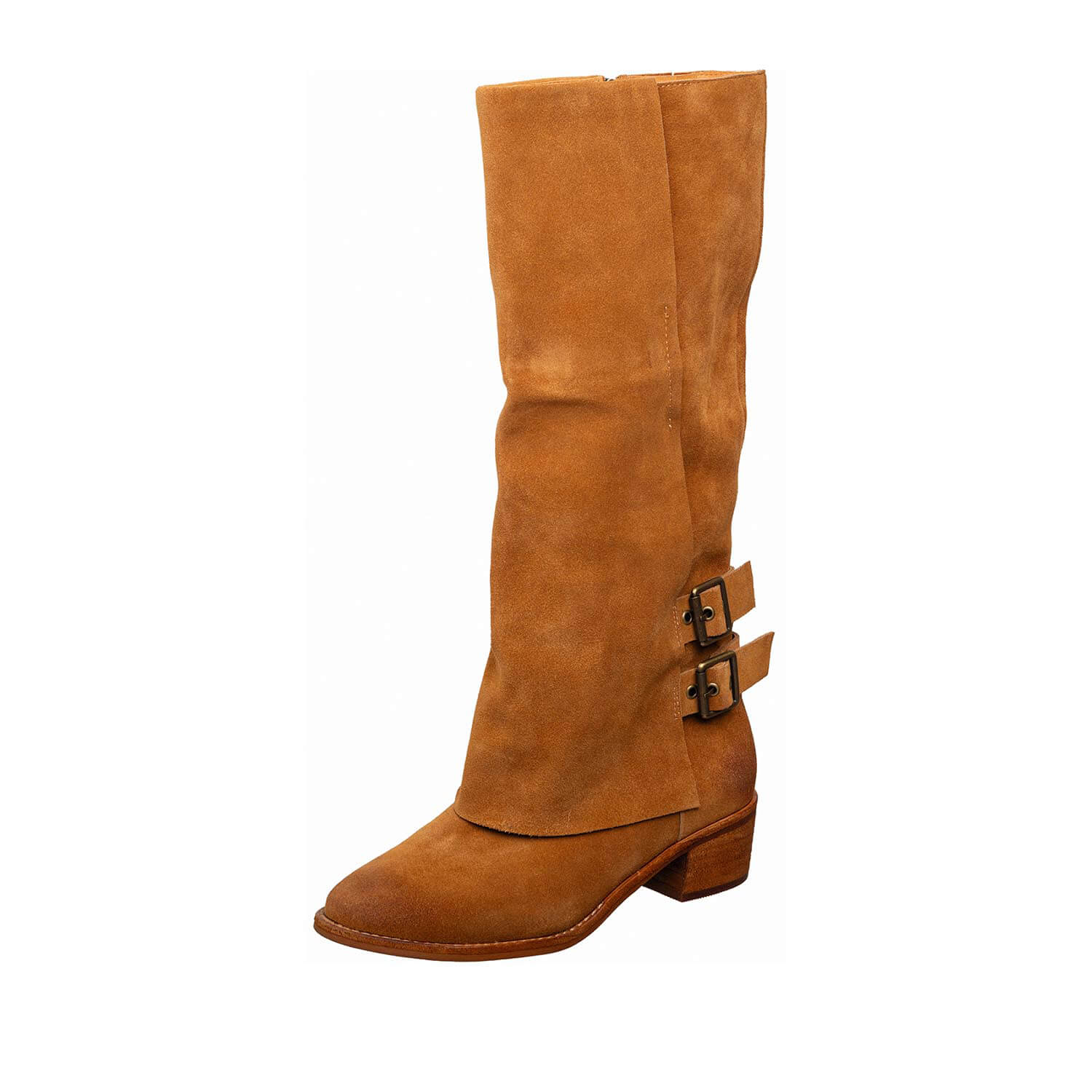 suede tall boots double buckle detail by antelope