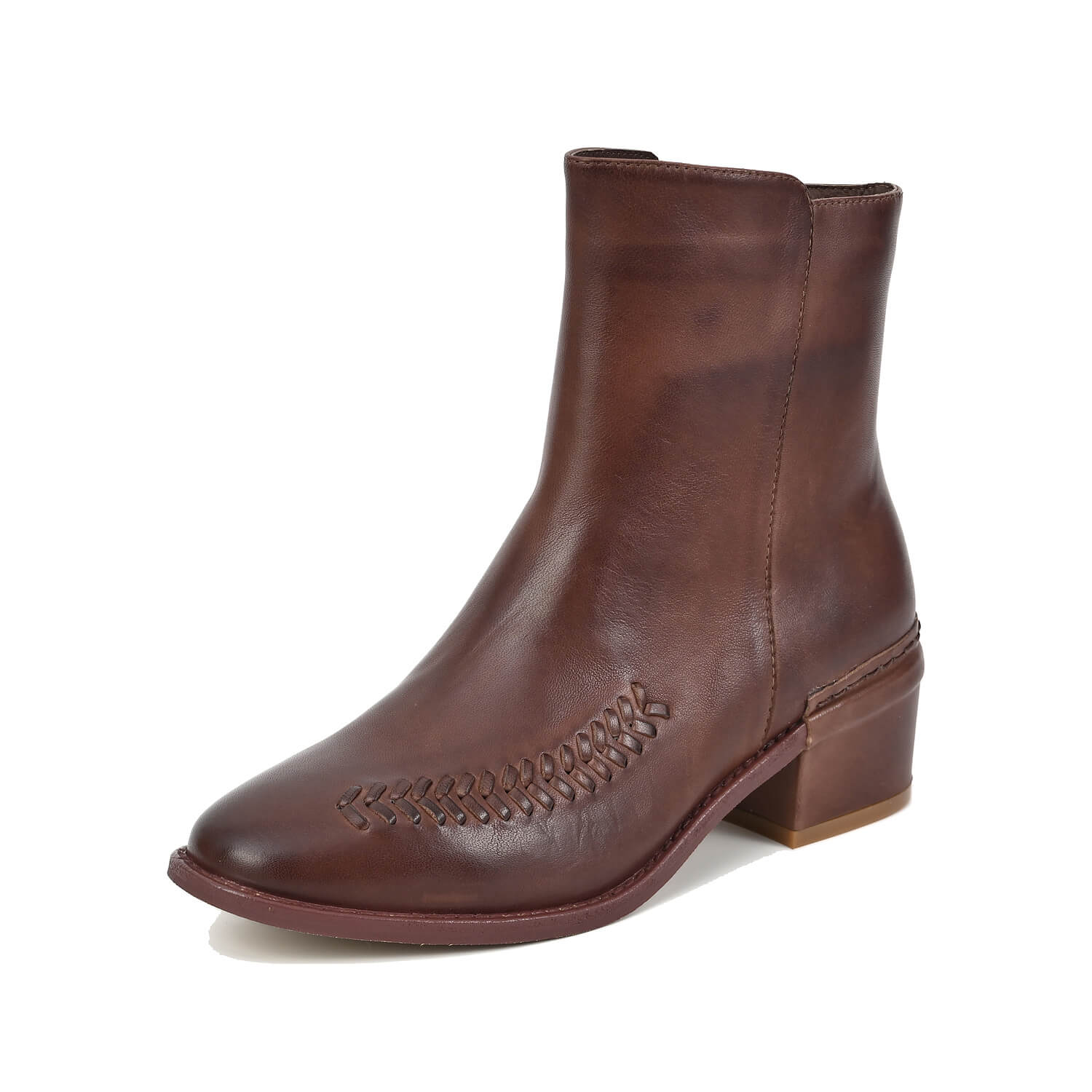 womens coffee leather ankle booties by Antelope