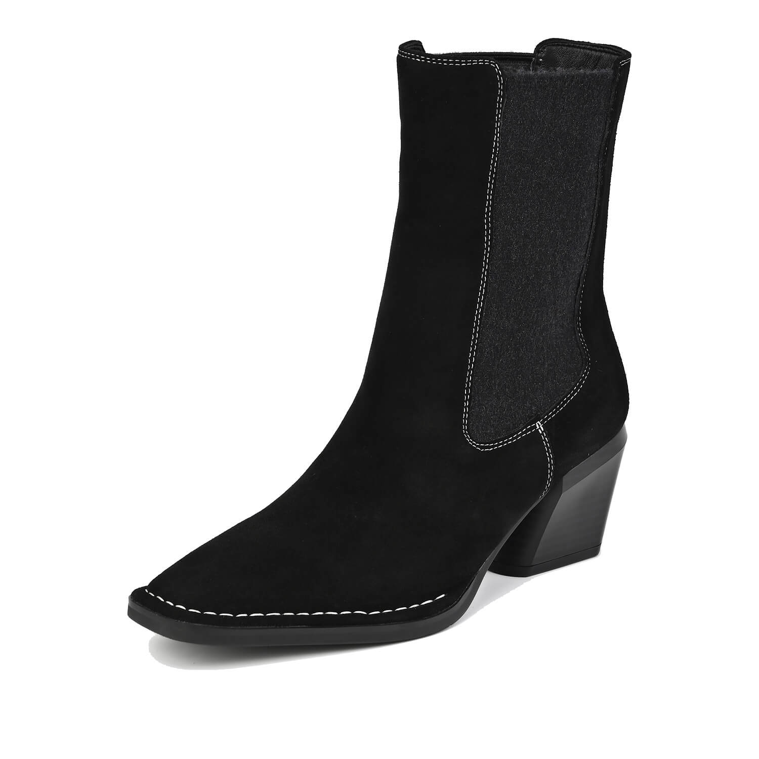 suede chelsea boots with elastic panel and pointed toe by Antelope Shoes