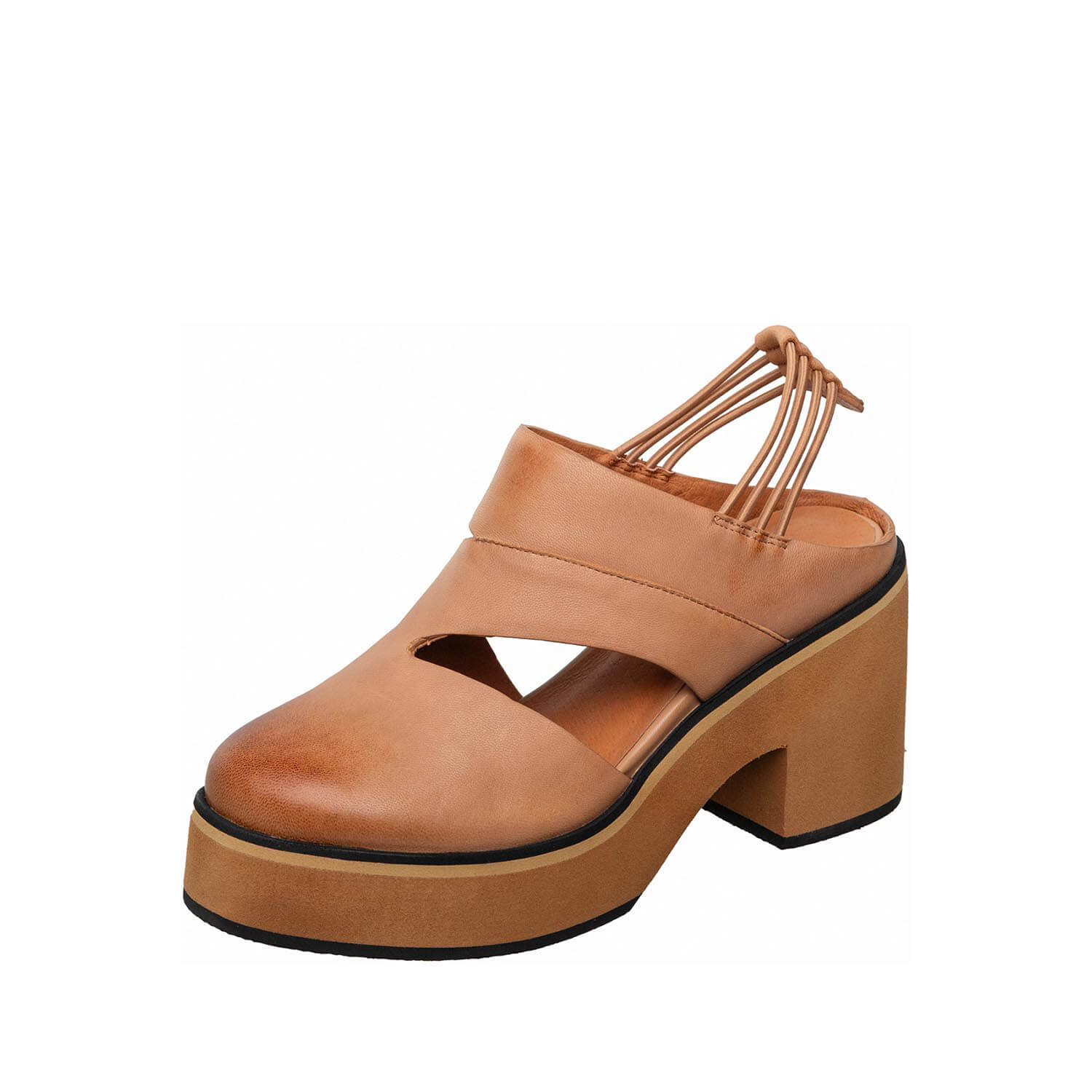 platform slingback mules ankle tie block heel by antelope