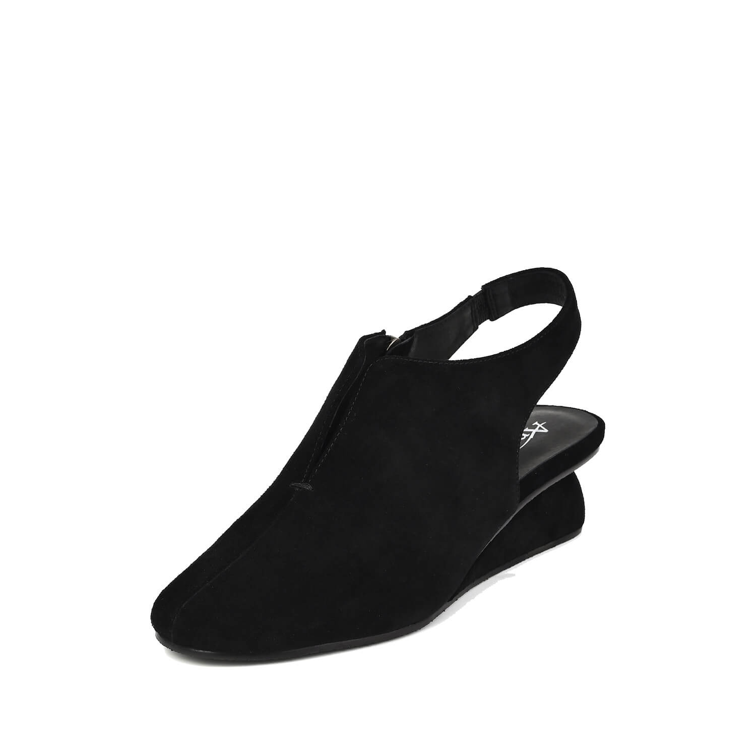 black suede wedge slingback by Antelope