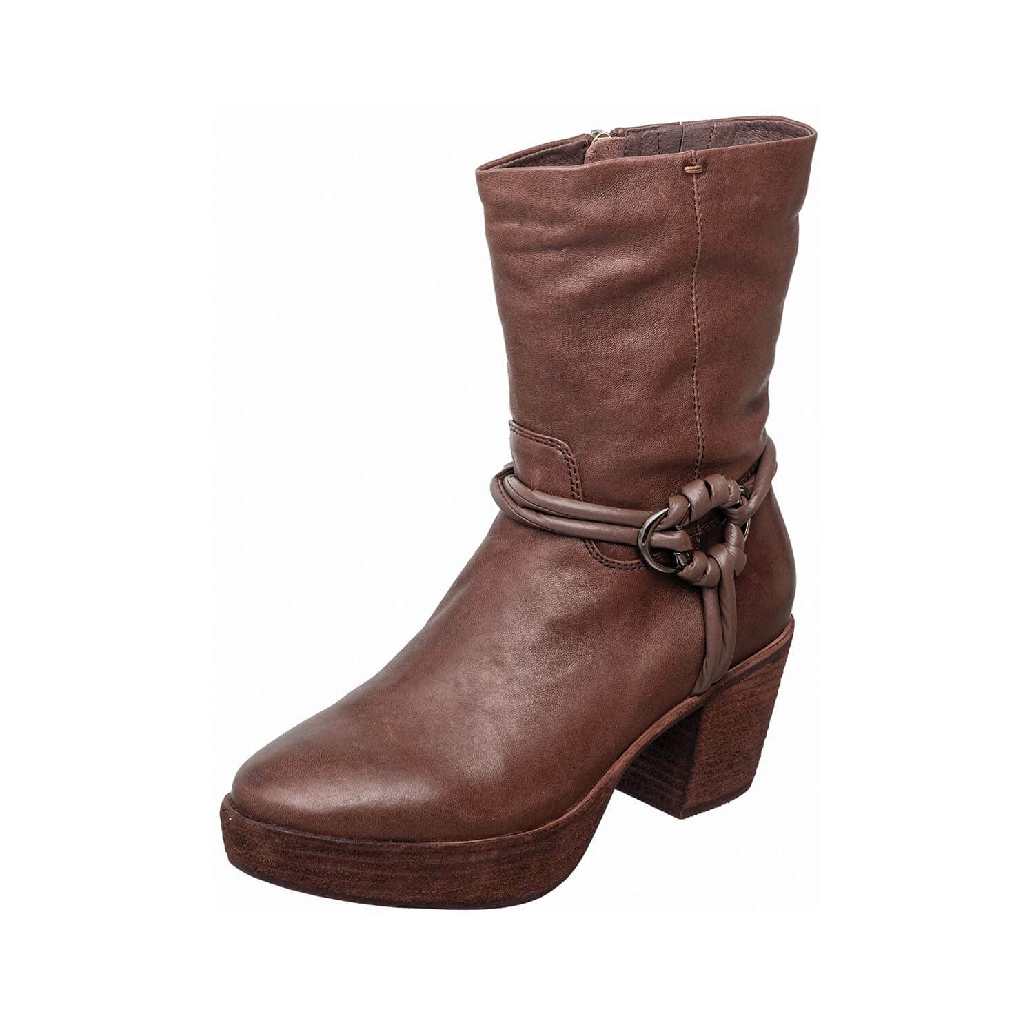 leather mid calf boots harness ring platform by antelope