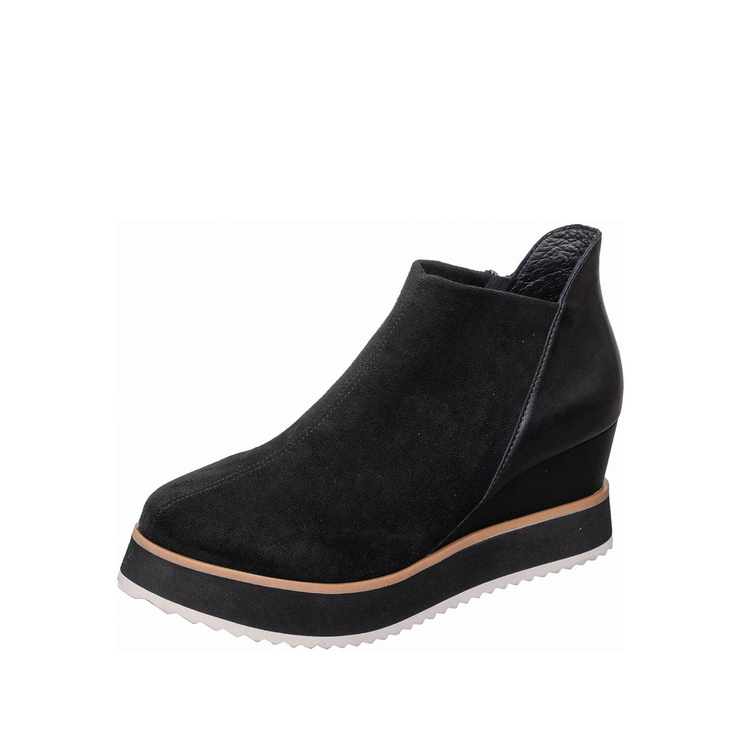 suede wedge ankle booties elastic side panel by antelope