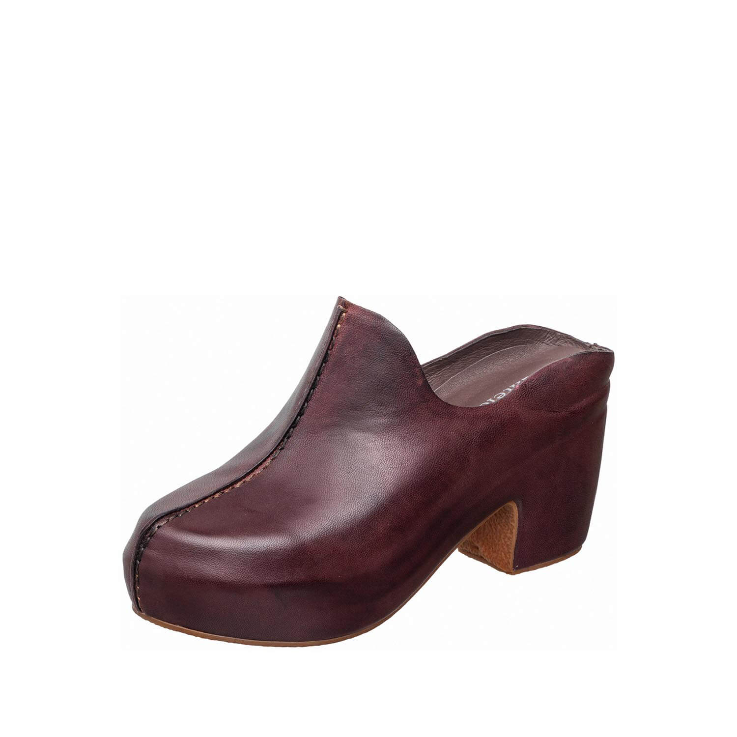 leather platform clogs block heel slip on by antelope