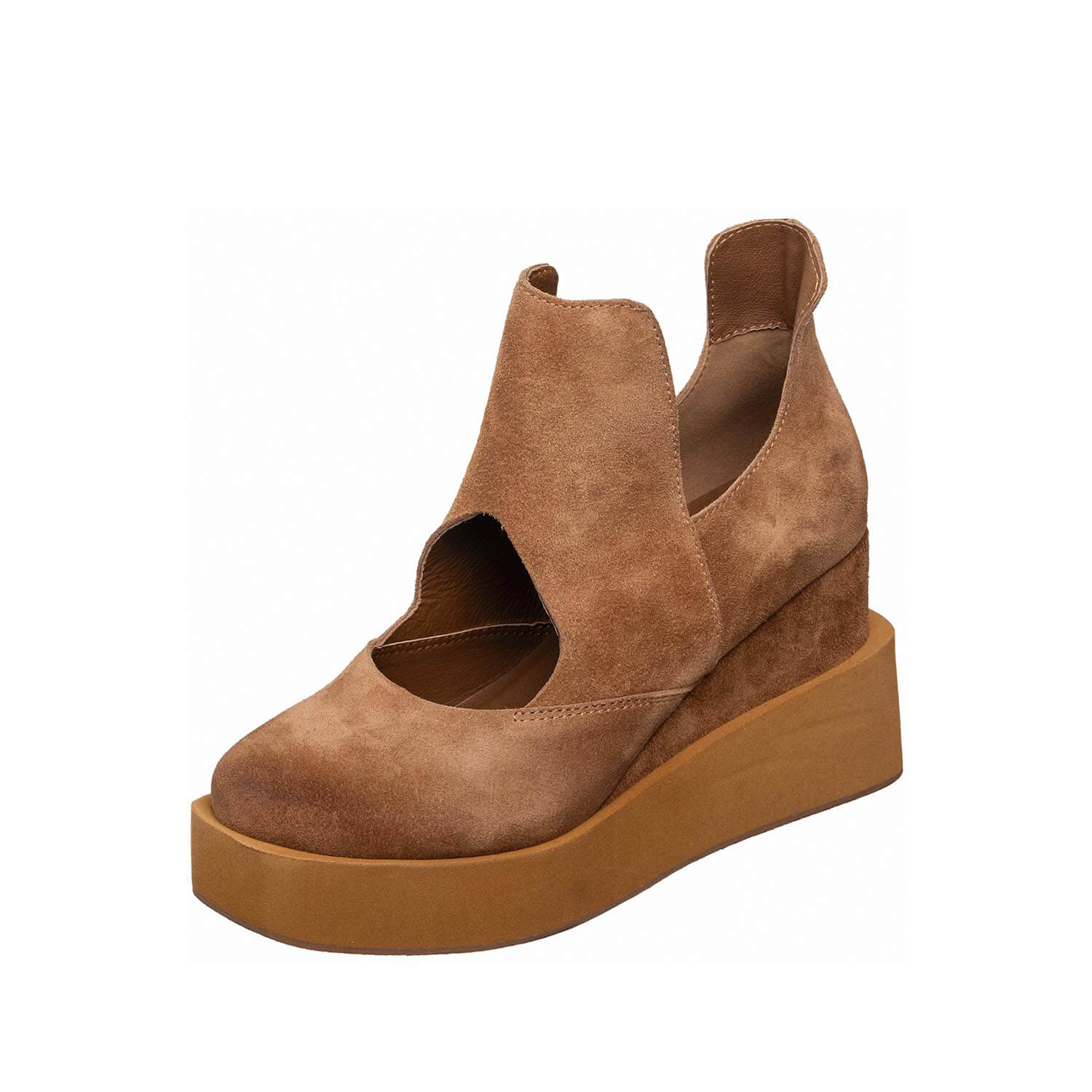 suede platform wedge cutout ankle strap by antelope