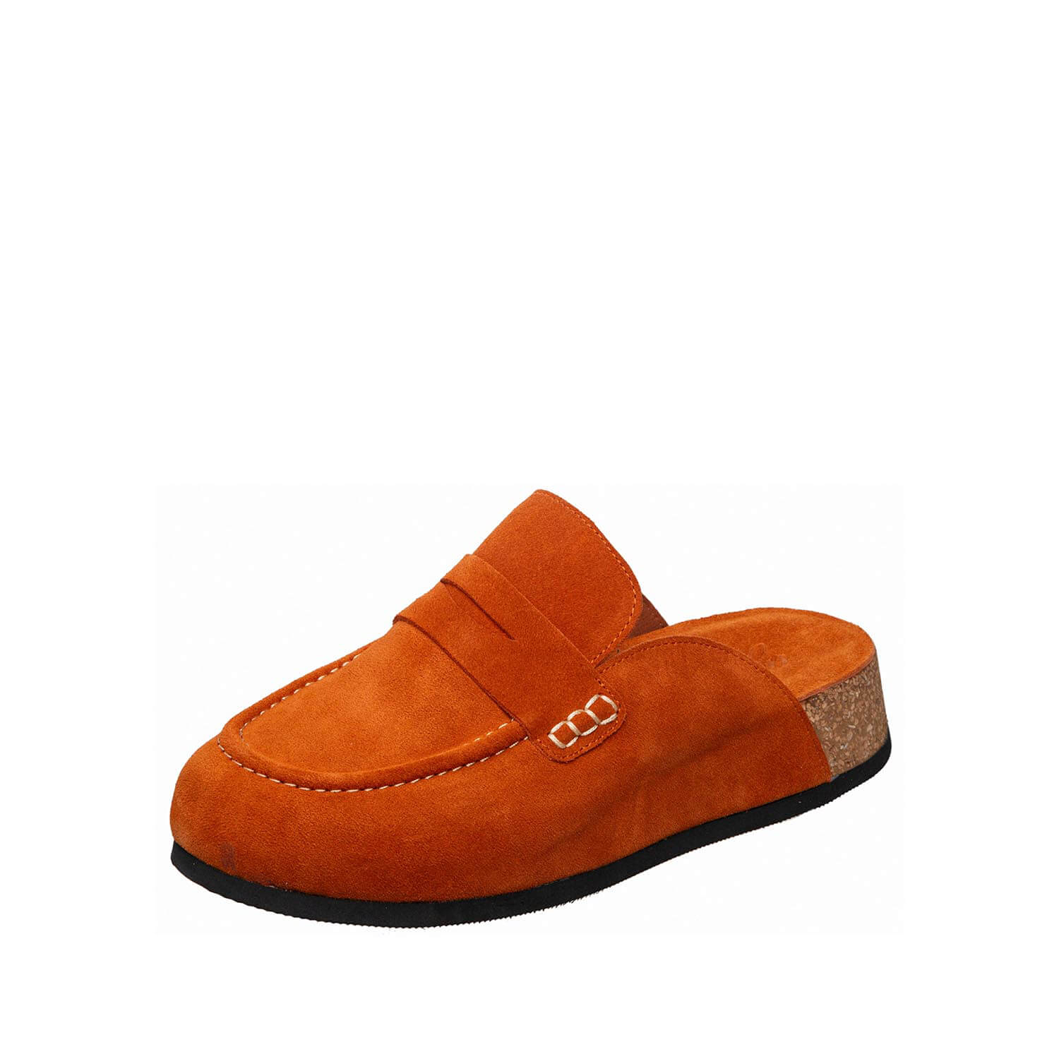 suede penny loafer mules cork heel by antelope